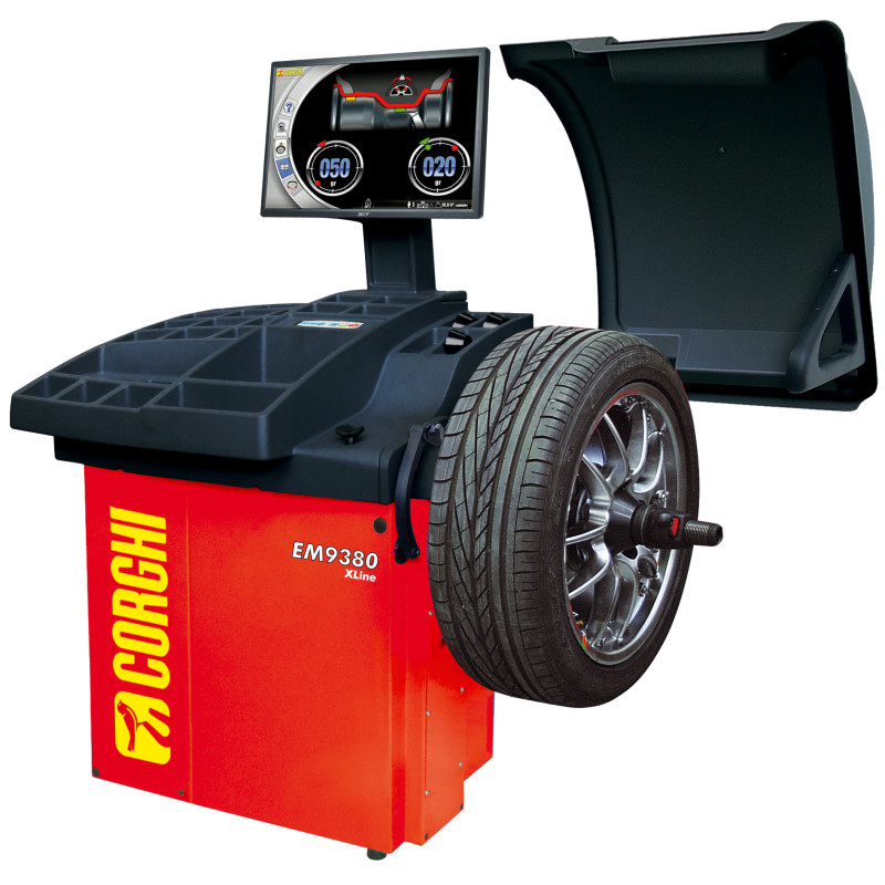 Máy cân bằng lốp xe con, màn hình LCD, (Gồm Laser vị trí và cảm biến độ rộng - màu đỏ)